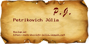 Petrikovich Júlia névjegykártya