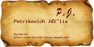 Petrikovich Júlia névjegykártya